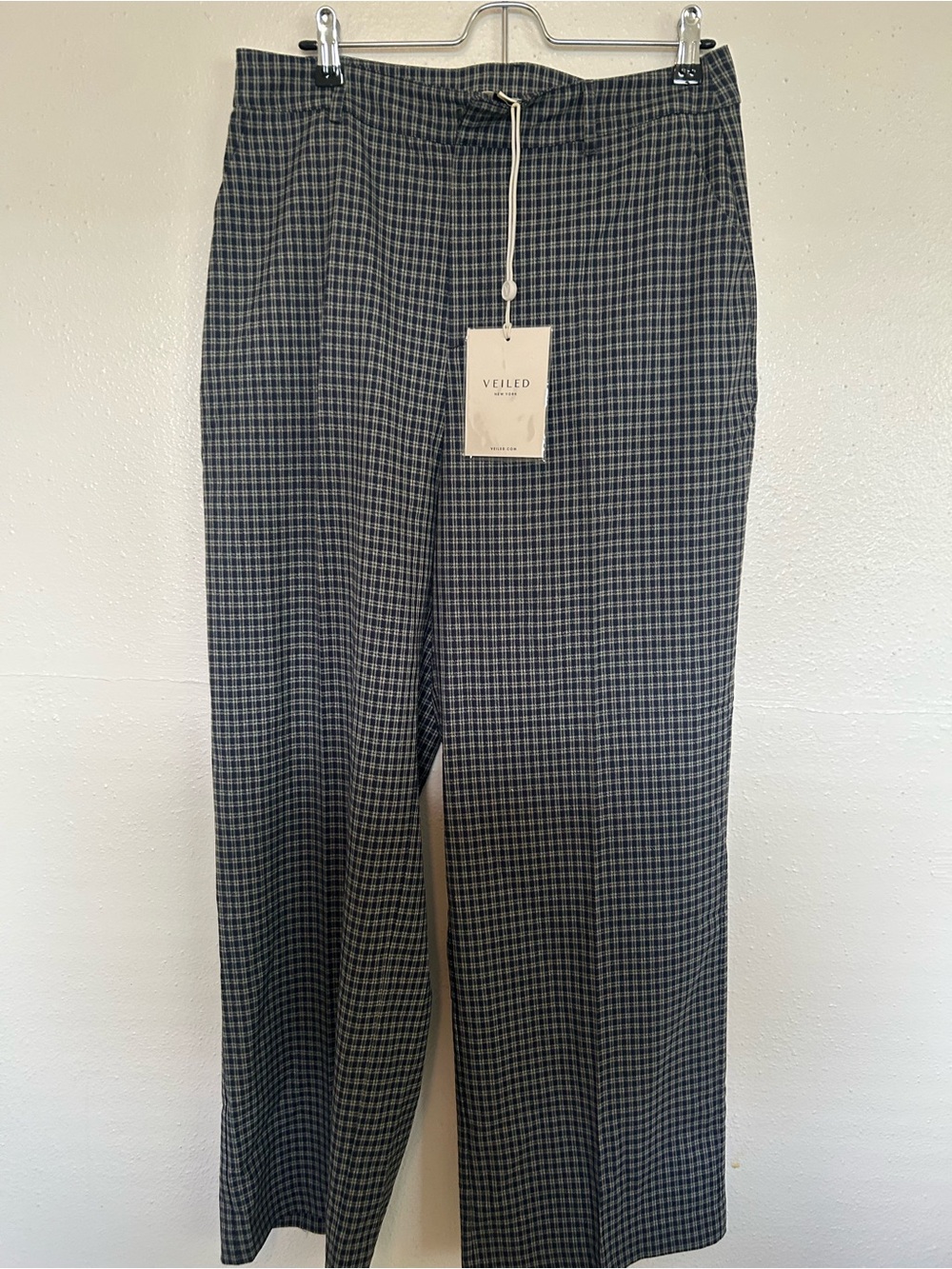 Veiled Men's Gray Plaid Chinos - Straight Fit
